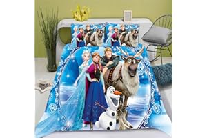 SMNVCKJ Set di biancheria da letto per bambini, con stampa Frozen, con chiusura lampo, in microfibra, per ragazzi e bambini (9,220 x 240)