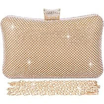 BAIGIO Clutch Da Sera In Poliestere Con Strass, Borse A Mano E Tracolla Con Catene Intercambiabili, 10x5x19 Cm, Elegante Per Matrimoni E Cerimonie - 3