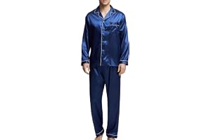 Sanraflic Pyjamas för män i satin, långärmad