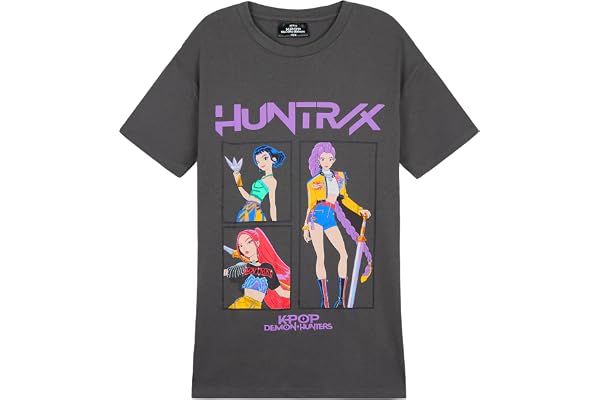 KPop Demon Hunters Officiell kortärmad t-shirt för flickor, Huntrix, Saja Boys, Derpy Tiger, bomull, present