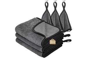 WUFANC Trockentuch Dusche 3er-Pack - Mikrofasertücher Auto Trockentuch, Fussel und Streifenfrei, Extrem Saugfähig - Microfasertücher Handtücher 40x60cm für Verschiedene Anlässe (Grau - 3 Stück)