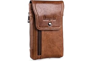 Hengwin Męskie Etui na Telefon, Skórzane Etui z Klipsem na Pasek do iPhone'a 16 Pro Max 16 Plus 15 14 13 12 11 Pro Max, Uchwyt na Karty do Smartfona, Portmonetka Podróżna na Talię
