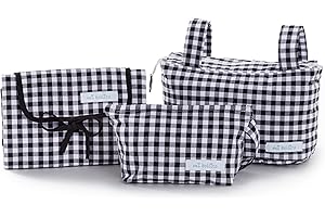 Mi Bollito – Pack essenziale Vichy per neonato: borsa tascabile per passeggino, fasciatoio portatile impermeabile per neonato + Astuccio Vichy + Fabbricato in Spagna. (Confezione con borsa tascabile