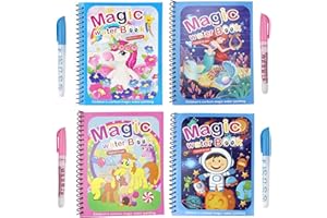 LumenTY Wassermalbücher 4 Stück Magisches Malbücher Set Magisches Wassermalbuch für Kinder mit 4 Wasserstift