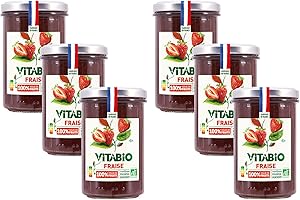 VITABIO - Confiture de Fraise 100% issue de fruits - BIO - Lot de 6-6x275g