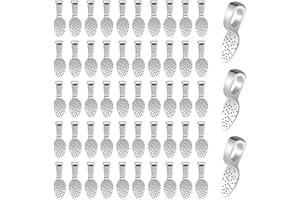 MOZEAT LENS 100 Pcs Silver Plated Small Pendant Bails, Spoon Glue On Bails Pendants Flat Pendant Bails Jewelry Bails Necklace Bails Oval Glue On Earring Bails for DIY Crafts and Jewelry Making Supplies