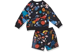 Amazon Essentials Completo Top e Pantaloncini a Maniche Lunghe in Spugna Francese (in precedenza Spotted Zebra) Bambini e Ragazzi