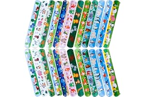 Foesihep 24Pcs Schnapparmband Kinder, Dinosaurier Einhorn Cartoon Tier Engineering Fahrzeug Person Schnapparmband