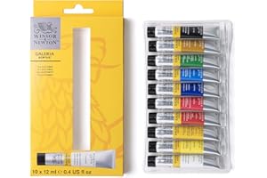 Winsor & Newton acrílico Galeria - Set de iniciación a la pintura acrílica, 10 colores de 12 ml