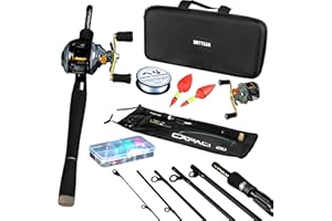 BNTTEAM Mulinello da Baitcasting Canna Combos Dura ad Alto tenore di Carbonio Fibra Portatile Esche Artificiali Lenza da Pesca con Borsa da Trasporto Acqua Salata Acqua Dolce