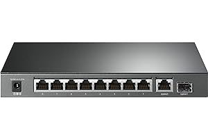 ‎TP-LINK TP-Link TL-SG1210P 10 Port Gigabit PoE LAN Switch (8 Gigabit PoE+ Ports, 1 Gigabit SFP Port, 63 W, IEEE-802.3af/at, Plug-and-Play Installation, QoS, IGMP,lüfterlos) Schwarz