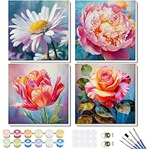 GHHKUD Kit Pittura Con I Numeri Natalizia - Tela Incorniciata 30x40 Cm - Paesaggio Innevato - Colori Acrilici E Pennelli Inclusi - Fai Da Te Per Adulti - 2