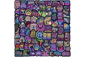 Ptyism 200 Pezzi Neon Stickers，Adesivi al Neon丨Sticker Vinile，Sticker Impermeabili Adesivi in Vinile Per Computer Portatile Adesivo, Album, Chitarra, Tazza, Bottiglia d'acqua, Telefono Cellulare, ecc