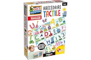 Lisciani - Abécédaire Tactile - Méthode Montessori - Jeu Educatif et Amusant - Alphabet - Boîte Tactile - Lettres Cartonnées - Pour Enfants de 3 à 6 Ans