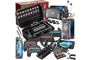 HEYSTOP Switch 2 Large Case for Nintendo Switch 2 Accessories Bundle 26-in-1 with Dockable Protective Cover for Nintendo Switch 2 Joycon Grip,Tempered Film for Nintendo Switch 2 Charge Dock, etc