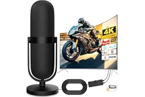 BAOLUOD TV Aerial Indoor with 480+ Miles Long Range & 360°Reception-Amplified Smart Digital 4K 1080P, Support All Older TV's with Amplifier Connector for Freeview Channels