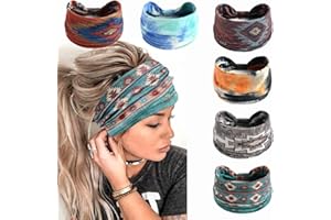 AIZIYIN Fashion Headbands for Women's Hair Head Scarfs Hairband Turban Flower Cotton Headbands Wide Yoga Sport Headband Head Wrap (P6WBoRanse)