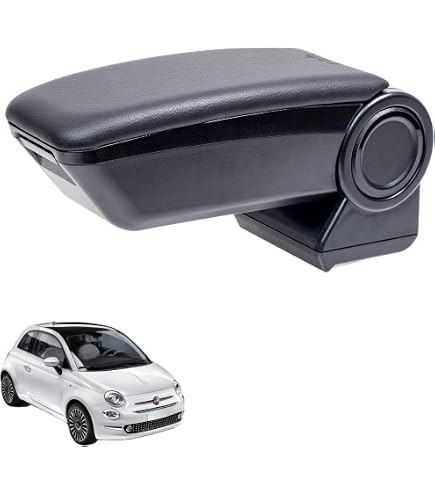 Drive Design Bracciolo PREMIUM Per Fiat 500 Restyling (2015+) – Ecopelle Nero Con Cuciture Bianche, Regolabile, Portaoggetti, Fatto In Italia - 3