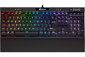 Corsair K70 RGB MK.2 Low Profile Rapidfire Mechanical Gaming Keyboard (Cherry MX Speed Switches: Linear and Rapid, Per Key Multi-Colour RGB Backlighting, Aluminium Chassis, QWERTY UK Layout) - Black