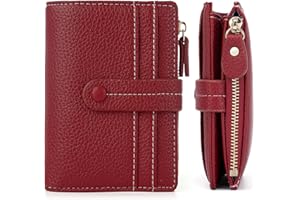 HKCLUF Portafoglio Donna Piccolo, RFID Portamonete in Pelle Cerniera Porta Carte di Credito con Tanti Scomparti(A06-Rosso)