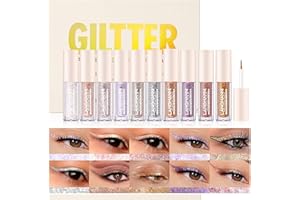 HQDA 10 Farben Glitter Liquid Eyeliner Set Colorful Shimmer Eyeliner Smudge-proof Waterproof Long Lasting Fast Drying Eye Makeup Set Gift For Women (Set B)