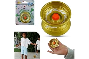 HOVUK Alloy Responsive Metal YoYo for Tricks – Durable Aluminum Tug Return Yoyo for Beginners, Includes Spare String, 5cm Diameter, Yellow Christmas Yoyo Gift for Kids & Teens