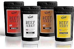 ‎CRAFTSMAN FINEST FOODS Craftsman Beef Jerky Probierpack | Set 4 x 50g (200g) | ORIGINAL, BBQ, TERIYAKI, HOT & SWEET | Trockenfleisch aus Deutschland - Bayern | American Jerky Beef Mix | Meat Snack MADE IN GERMANY