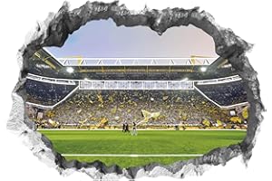 DS PRODUKTE Borussia Dortmund Wandtattoo 3D für Tapete mit Glow-Effekt im Dunkeln | Sport Fanartikel mit Signal Iduna Arena Motiv 3D | Stadion Motivfolie problemlos anzubringen | Fussball Wandbild [70 x 100 cm]