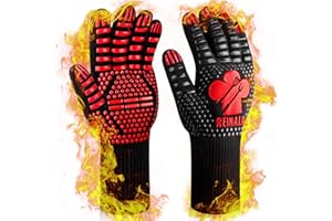 ‎REINALIN Reinalin Grillhandschuhe Hitzebeständig bis 800°C, Ofenhandschuhe Topfhandschuhe Feuerfeste Handschuhe BBQ Handschuhe Kochhandschuhe Backhandschuhe Backofenhandschuhe, Baumwolle, Rot