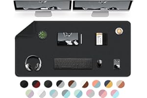 BLESWIN Tappetino da scrivania a doppia faccia grande, impermeabile e facile da pulire, uso multifunzionale per ufficio/casa/decoro -Nero,120x60cm