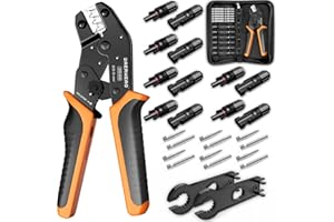 SAERWEAO Crimpzange Set mit Solar Stecker für Solarpanel PV Kabel 2.5/4/6mm², Inkl. Männlich/Weiblich Solarstecker + Schraubenschlüssel, Solar Crimper für Solaranlage Photovoltaik Stecker