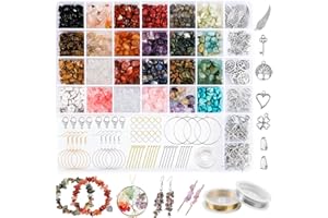 I LOVE MOM Perle di gemma naturale, gioielli fai da te, pietre preziose da infilare in pietra naturale, set di braccialetti fai da te per braccialetti per bambini, adulti a Natale, vacanze