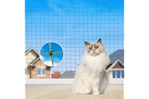 Aystkniet Siatka dla kota na balkon, 4 x 3 m Siatka dla kota wzmocniona drutem, czarna, z 15-metrową liną mocującą i akcesoriami, Siatka ochronna dla kota do okien, tarasów, drzwi wewnętrznych i zewnętrznych