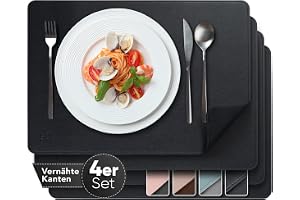 Loco Bird Precious Placemats av PU-läder - Set med 4 stycken Tvåfärgad svart/svart - Placeringsmattor avtorkningsbar 43x30cm