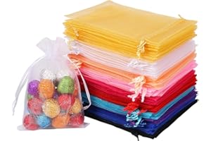 HRX Package Organza Bags, 100pcs 10x15cm Assorted 10 Color Medium Jewellery Gift Confetti Bags for Wedding Party Favour Bag Valentine Day Festival