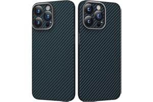 memumi Etui z włókna węglowego do iPhone 15 Pro Max, 0.5 mm Super cienkie i wytrzymałe włókno węglowe [100% aramid] Etui z ochroną przed upadkiem klasy wojskowej do iPhone 15 Pro Max- Niebieski