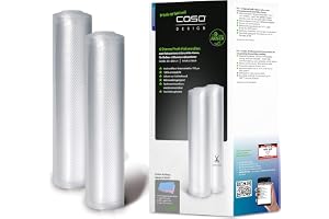 CASO 6 stjärnor, professionella folierullar, 30 x 600 cm, 2 rullar, lämpliga för alla vakuumförpackare, SousVide-lämpliga, återanvändbara, starka och slitstarka ca 150 μm, 100% doftsäker, skydd mot