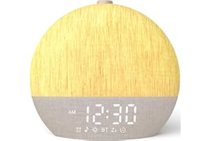 LIORQUE Despertador Amanecer, Despertador Luz Natural Simulación de Amanecer, 17 Modos de Luz, 30 Sonidos Relajantes, Modo de Ayuda para Dormir, Conexión Bluetooth, Función Alarma y Snooze