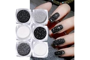 GZSYY Glitzerpuder für Nägel Schwarz Nail Powder Weiss 6PCS Holographic Glitter Nageldesign für Nagelkunst Maniküre