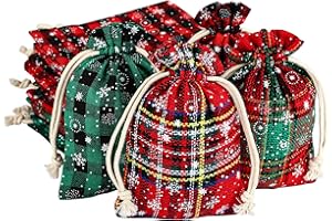 Kesote 24 Bolsitas de Yute para Regalo Bolsas de Arpillera con Cordón Bolsas Pequeñas Navideñas Decoración para Árbol de Navidad