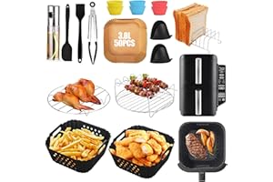 KOMICEA Silikonowa forma Air Fryer dla Ninja Double Stack XL 7,6L-17 części akcesoria Air Fryer do Ninja SL300EU, akcesoria - forma na chleb, stojaki na siatki itp