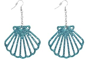 Widmann 12464 - Ohrringe in Muschelform, Glitter, Meerjungfrau, Schmuck, Karneval, Mottoparty