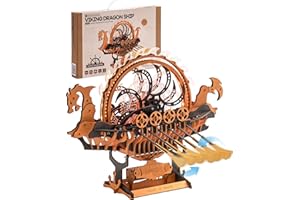 ROKR 3D Wooden Puzzle Ship Model Kits for Adults to Build for Adults, Boat Model Gifts for Children Adults, Creative Toys and Home Decoration, 229 Pieces, Viking Dragon Ship, LK802