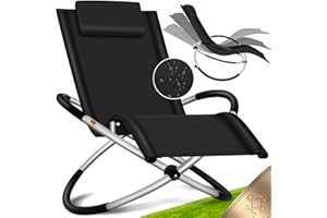 KESSER® Chaise Longue de Relaxation | Transat | Chaise Longue de Jardin | Chaise de Jardin | Chaise Pliante | Chaise Longue à Bascule | Fauteuil à Bascule | Fauteuil Relax Ergonomique, Le Noir