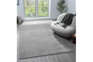 RUGS BY DESIRE Comfy Washable Modern Living Room Rug Polyester Plain Indoor Area Rug with Low Pile - Anti-Slip Felt Backing SuperSoft Carpet Bedroom-Hallway, Dark Grey, 80x120 cm