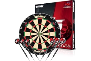 ‎WINMAU WINMAU Triple Core – Profi Dartscheibe Steeldart aus Sisal mit 2 Sets Winmau Darts | Turnierfähige Dartscheibe mit höchster Präzision – klassisches Dartboard Set für Training & Wettkampf