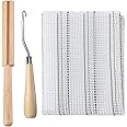 zalati Latch Hook Tool 3pcs Rug Mesh Fabric Canvas Wooden Bent Yarn Cutter Tool Embroidery Crafts Supplies for DIY Carpet Tapestry Making
