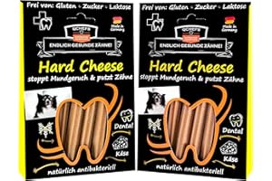 QCHEFS Pack of 2 Hard Cheese 4 Chew Bones for Small Dogs and Puppies, Natural Antibacterial Dental Care, Veggi Bully Stick, for Bad Breath and Tartar