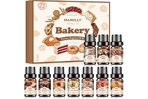 HANOLLY Eteriska Oljor Bakning TOP 10 x 5ML, Essential Oil Naturliga För Diffusor, Massage, Gör- Pepparkaka, Pumpapaj, Vanilj