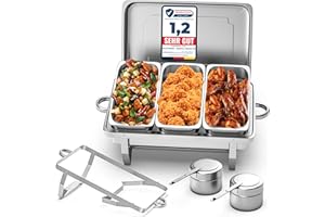 MEISTERWERK Warmhaltebehälter Essen (1er Set) - Erstklassiger 410 Edelstahl Chafing Dish - Warmhaltebehälter für Speisen inkl. Anleitung - Speisenwärmer ideal für Events & Partys